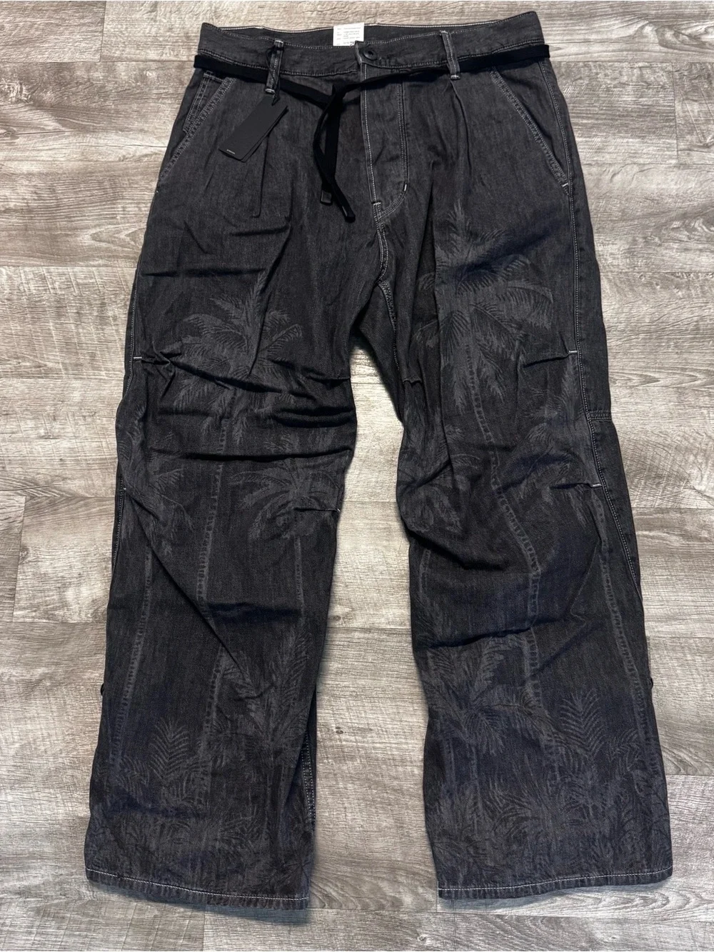 G Star Raw Palm Pleated Denim Pants Gray Wash NWT Button Fly Mens 35x30